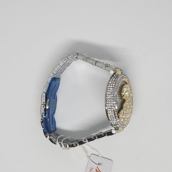 Silver & Gold Crystal Diamond Leopard BLING Watch - White Spots! - Picture 7 of 10